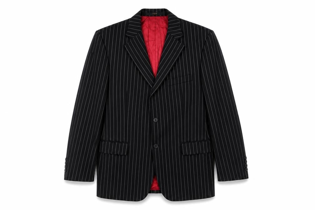 Oaks Mens Black Striped Wool Jacket Suit Jacket Size 42 Regular