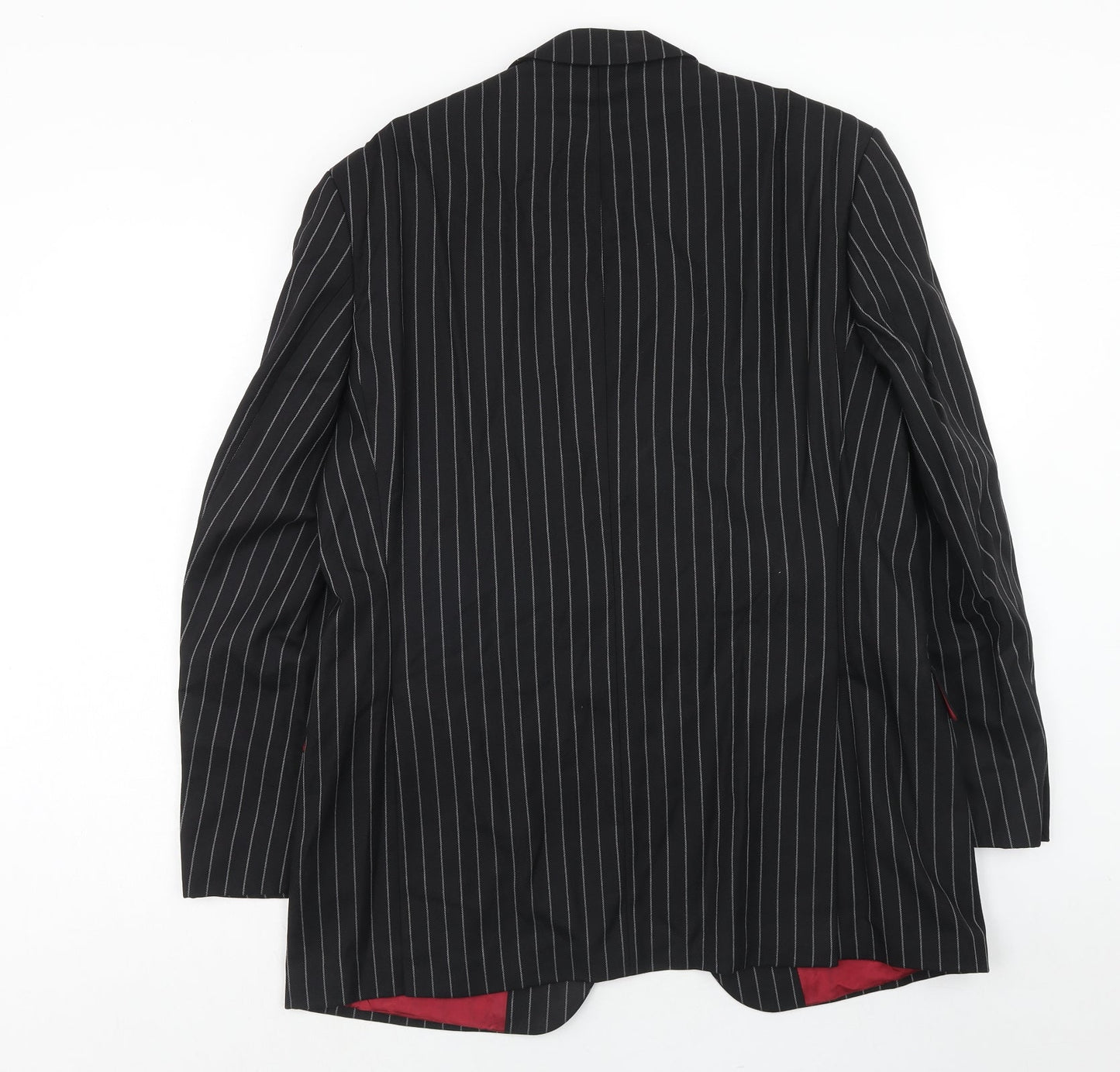 Oaks Mens Black Striped Wool Jacket Suit Jacket Size 42 Regular