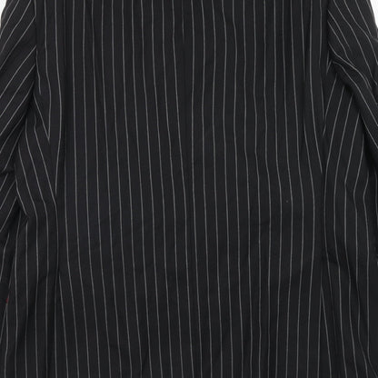 Oaks Mens Black Striped Wool Jacket Suit Jacket Size 42 Regular