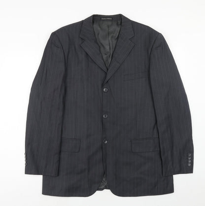 Preloved Andrew Molloy Mens Grey Striped Polyester Jacket Suit Jacket Size 42 Regular - Front