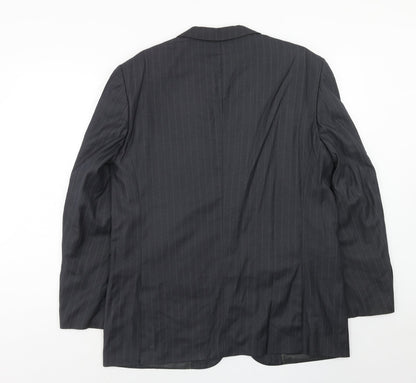 Preloved Andrew Molloy Mens Grey Striped Polyester Jacket Suit Jacket Size 42 Regular - Back