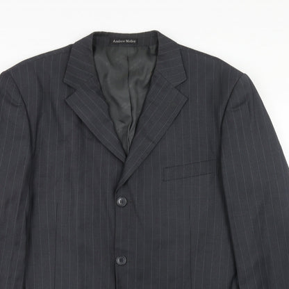 Preloved Andrew Molloy Mens Grey Striped Polyester Jacket Suit Jacket Size 42 Regular - Detail