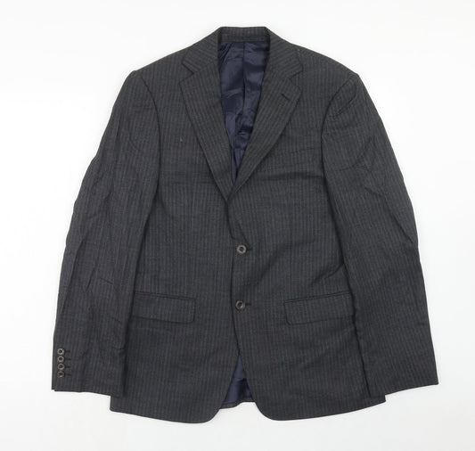 Marks and Spencer Mens Grey Striped Wool Jacket Suit Jacket Size 36 Regular
