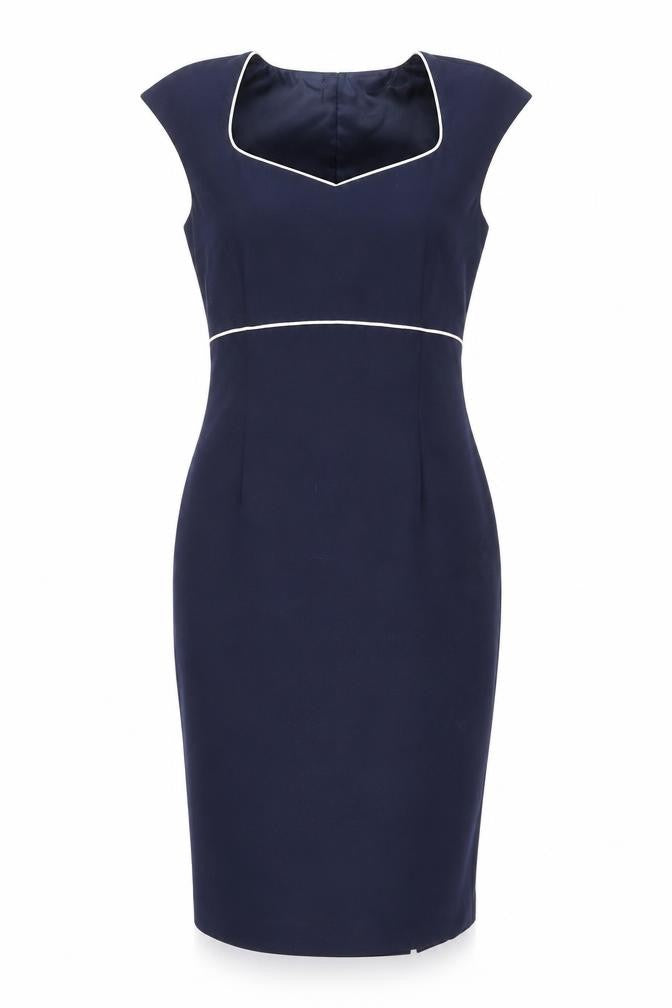 Minuet Womens Blue Polyester Sheath Size 8 Square Neck Zip - Slit