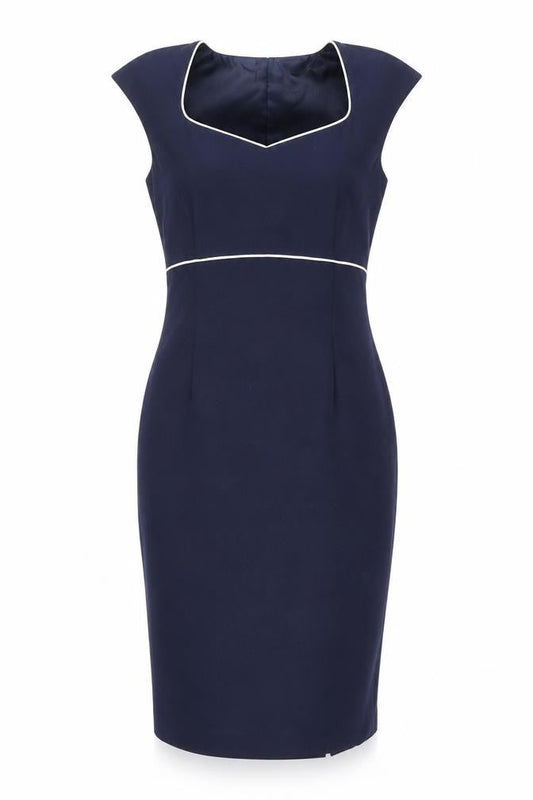 Minuet Womens Blue Polyester Sheath Size 8 Square Neck Zip - Slit
