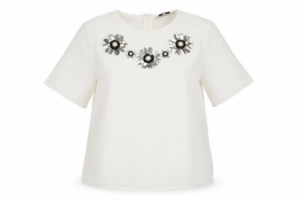 Limited Edition Womens White Polyester Basic T-Shirt Size 14 Scoop Neck