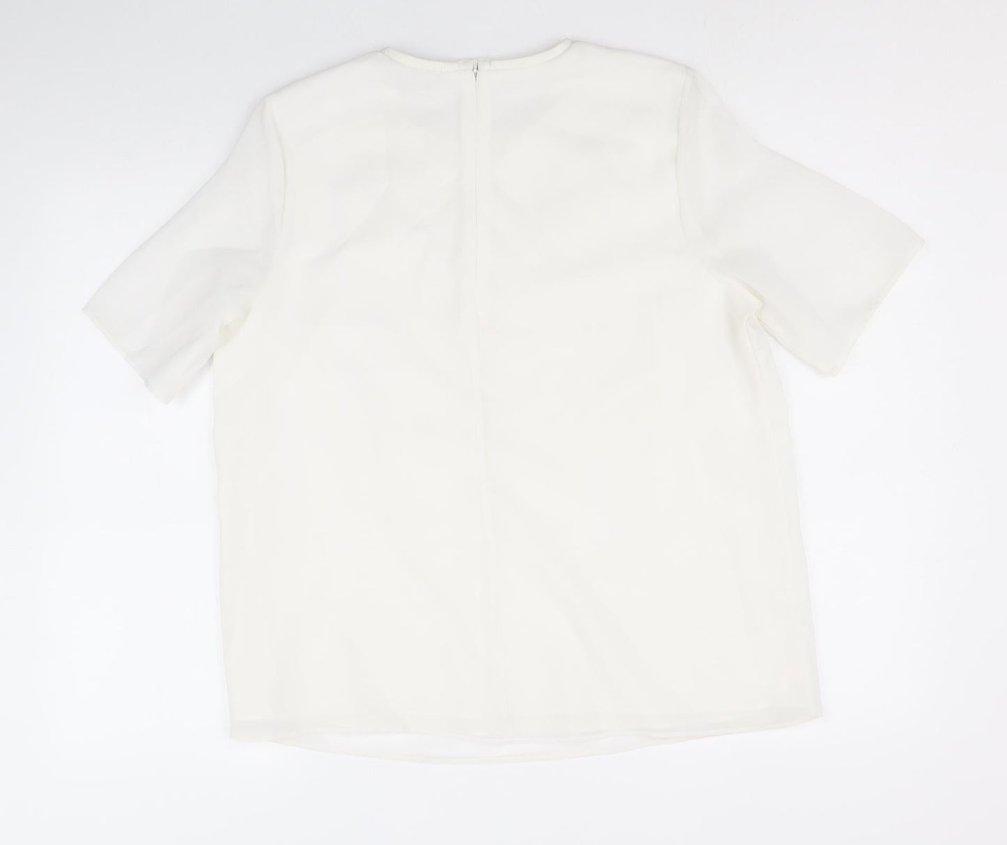 Limited Edition Womens White Polyester Basic T-Shirt Size 14 Scoop Neck