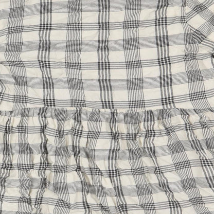 Pep&Co Womens Beige Plaid Viscose Basic Button-Up Size 8 Collared - Peplum