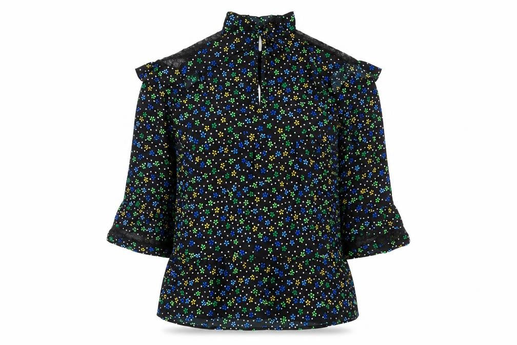 COLLUSION Womens Black Floral Polyester A-Line Size 10 Round Neck Tie