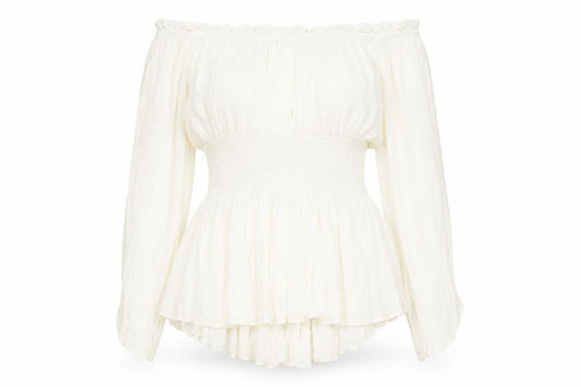 Preworn Womens Ivory Polyester Basic Blouse Size 3XL Off the Shoulder