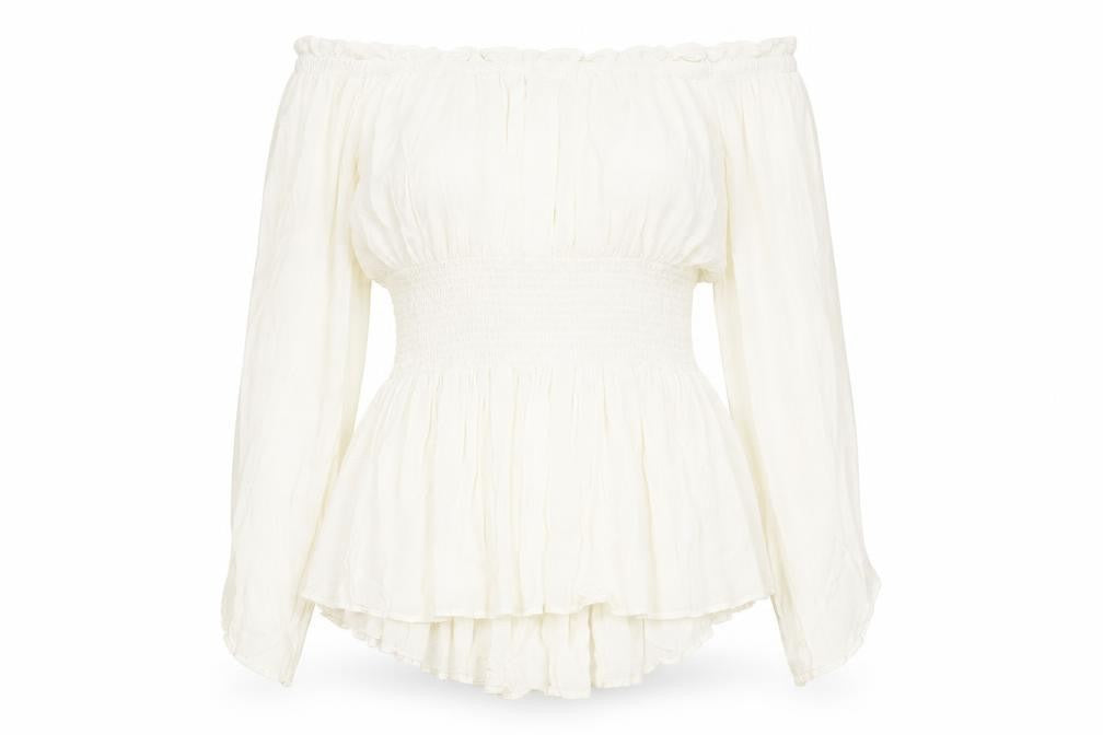 Preworn Womens Ivory Polyester Basic Blouse Size 3XL Off the Shoulder
