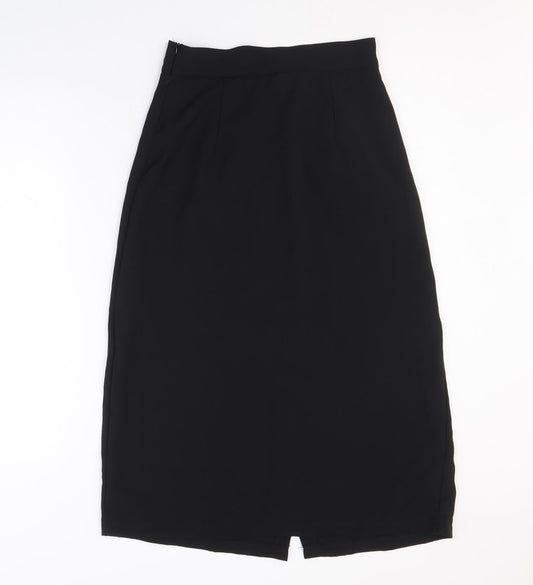 Preworn Womens Black Polyester A-Line Skirt Size L Zip