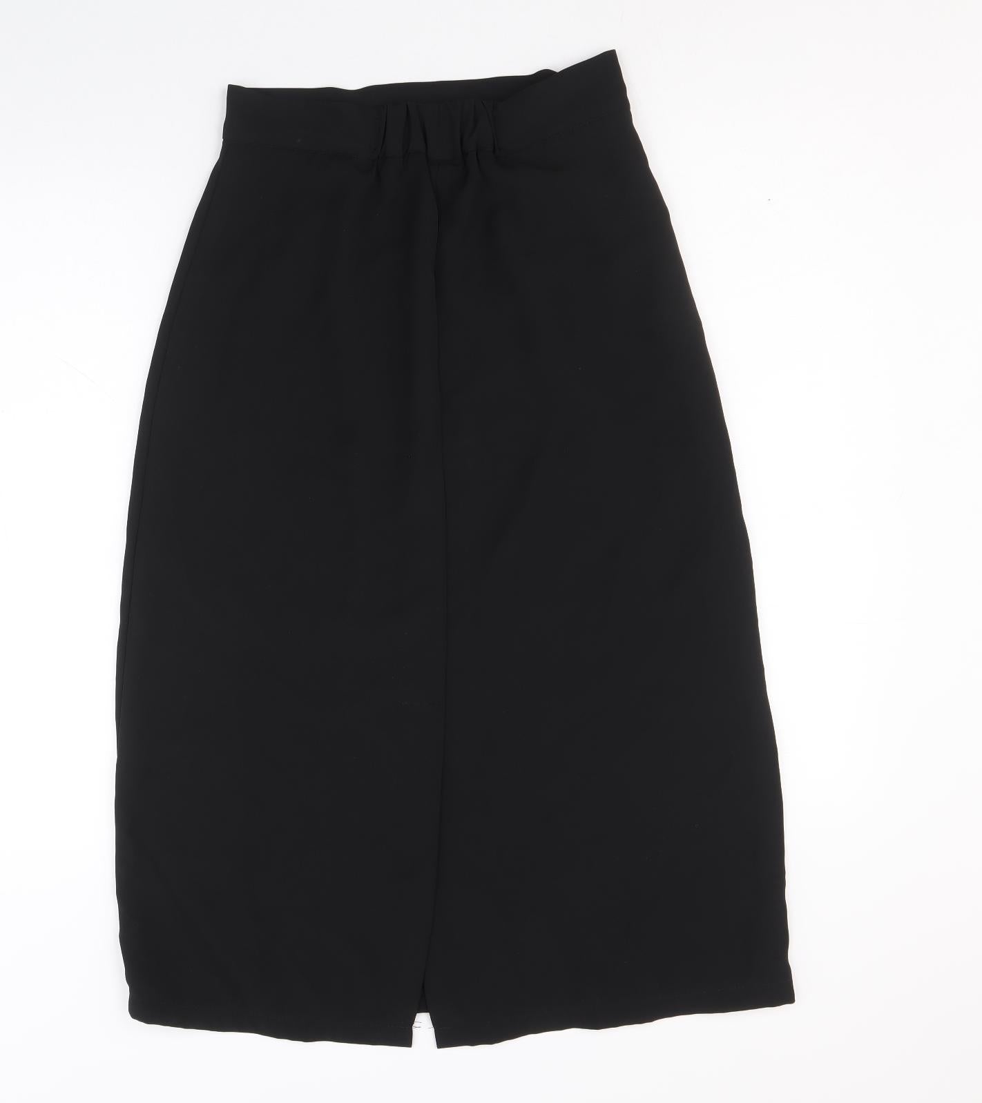 Preworn Womens Black Polyester A-Line Skirt Size L Zip