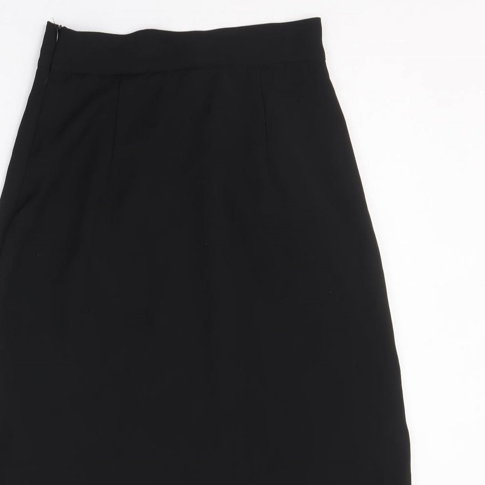 Preworn Womens Black Polyester A-Line Skirt Size L Zip