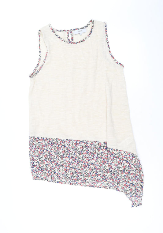 NEXT Womens Beige Acrylic Basic Tank Size 12 Scoop Neck - Asymmetric