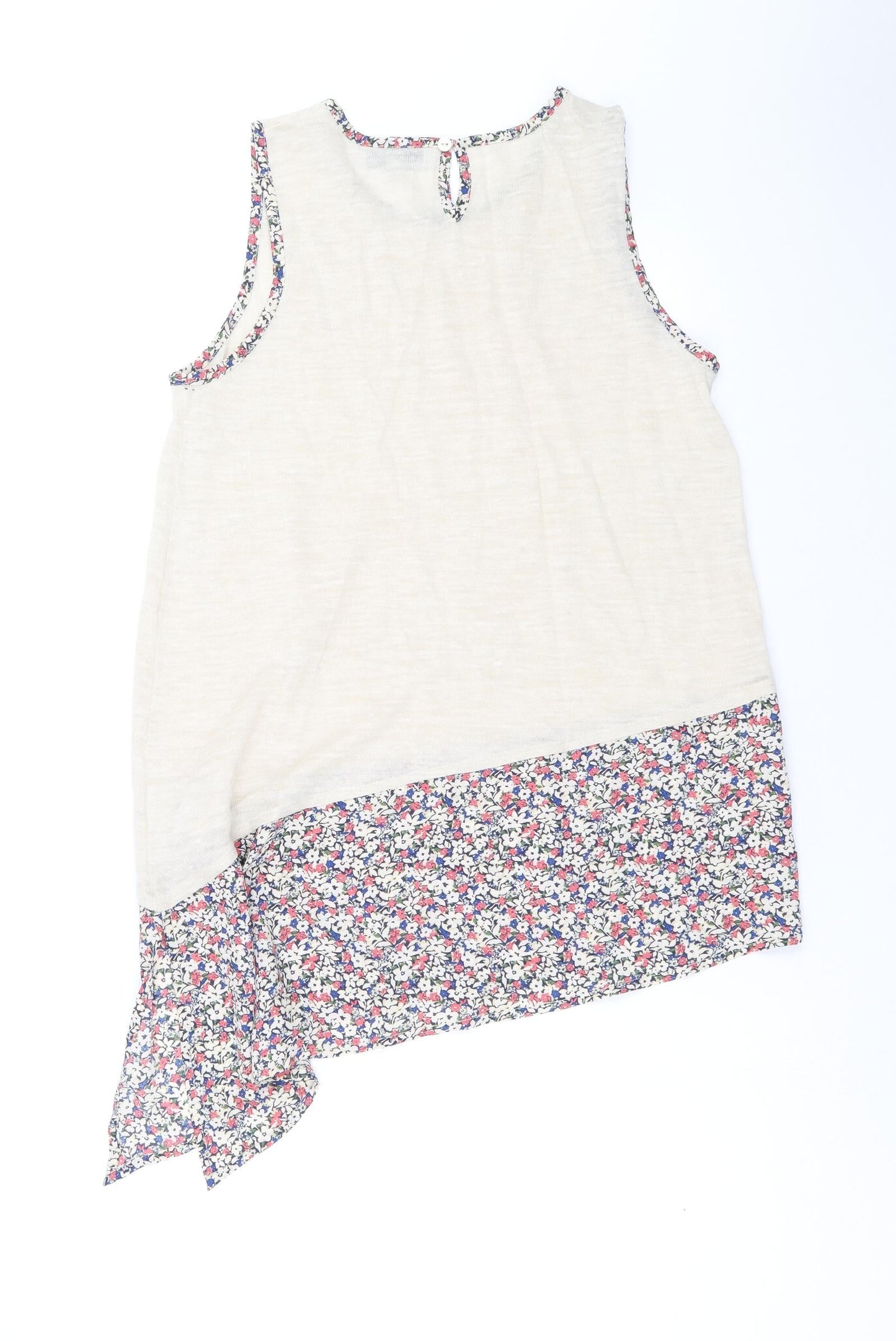 NEXT Womens Beige Acrylic Basic Tank Size 12 Scoop Neck - Asymmetric