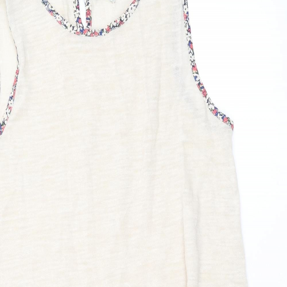 NEXT Womens Beige Acrylic Basic Tank Size 12 Scoop Neck - Asymmetric