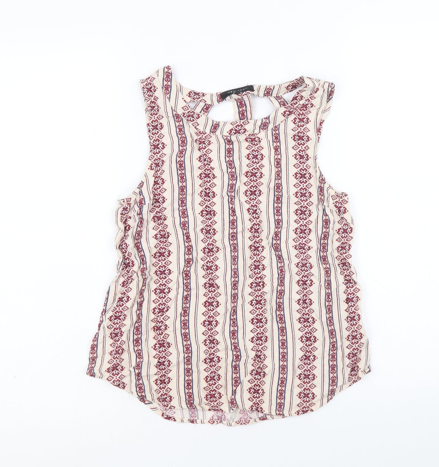 New Look Womens Multicoloured Geometric Viscose Basic Tank Size 6 Scoop Neck