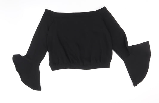 Bardot Womens Black Polyester Basic Blouse Size 12 Off the Shoulder
