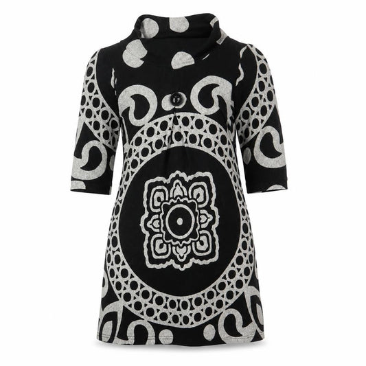 Stella Womens Black Geometric Polyacrylate Fibre Jumper Dress Size S Cowl Neck Pullover