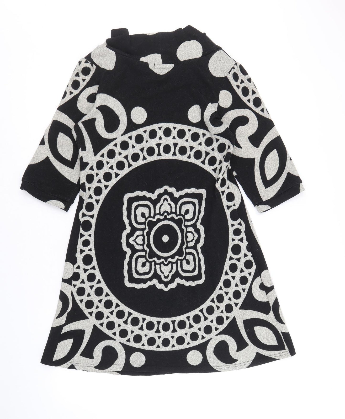 Stella Womens Black Geometric Polyacrylate Fibre Jumper Dress Size S Cowl Neck Pullover