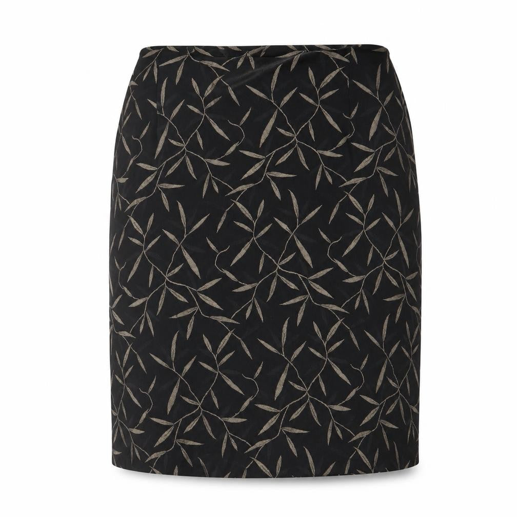Marks & Spencer Womens Black Floral Acetate Straight & Pencil Skirt Size 14 Zip