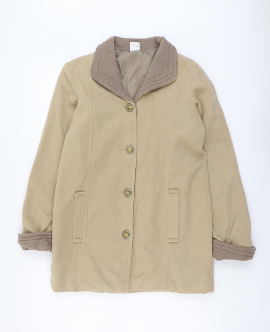 Gabriella Vicenga Womens Beige Overcoat Coat Size 10 Button