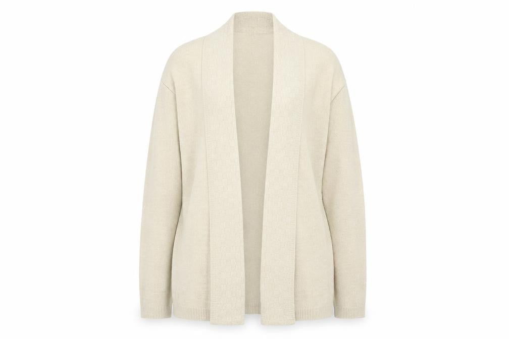 Review Womens Beige V-Neck Acrylic Cardigan Jumper Size M