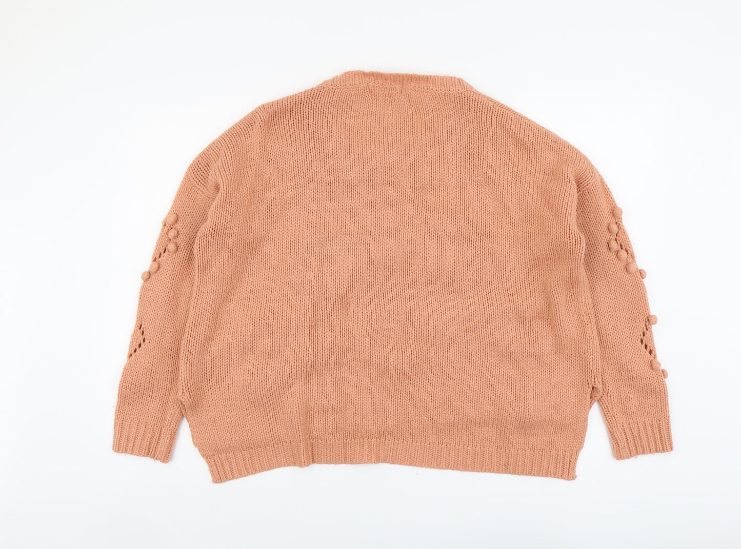 Miso Womens Pink Round Neck Acrylic Pullover Jumper Size 10 - Heart Pattern