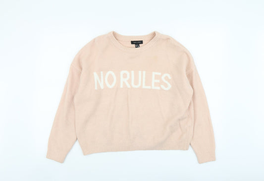 New Look Womens Pink Round Neck Acrylic Pullover Jumper Size M - No Rules