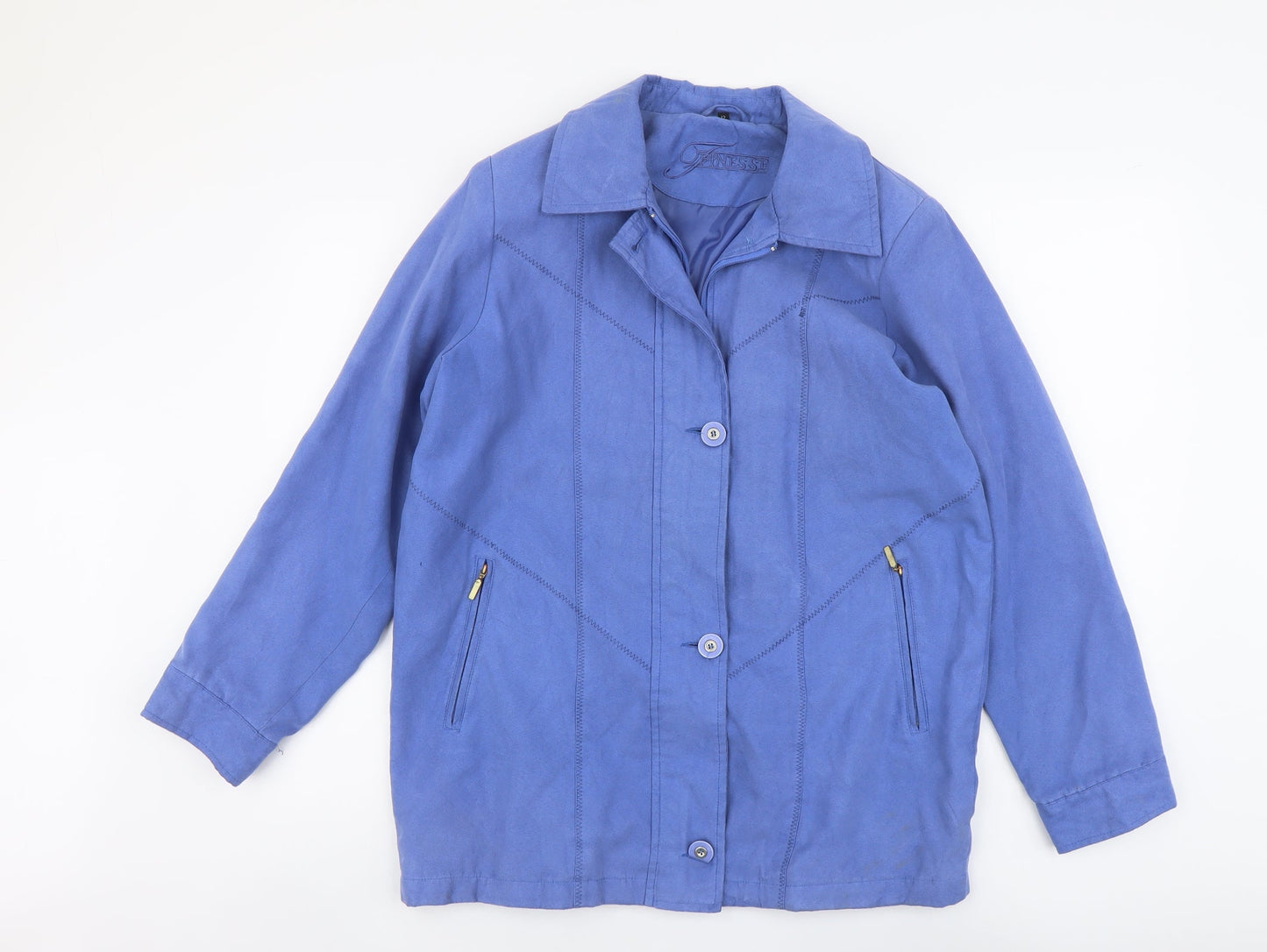 Finesse Womens Blue Jacket Size 12 Zip