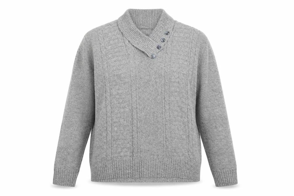 CHIC Womens Grey V-Neck Acrylic Pullover Jumper Size M