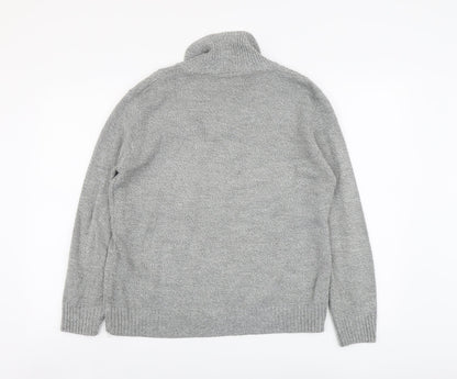CHIC Womens Grey V-Neck Acrylic Pullover Jumper Size M