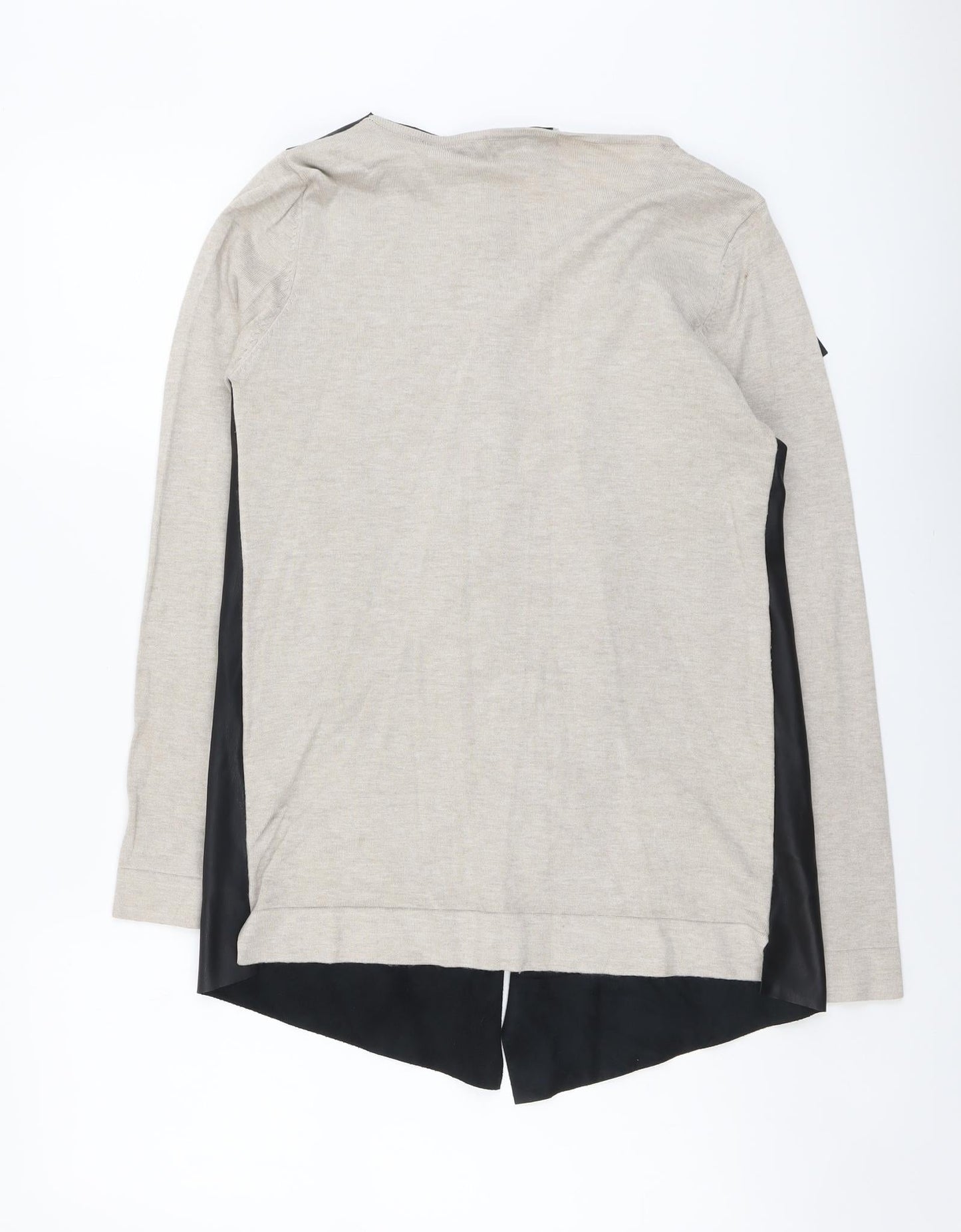 Zara Womens Beige V-Neck Polyester Cardigan Jumper Size M - PU Detail