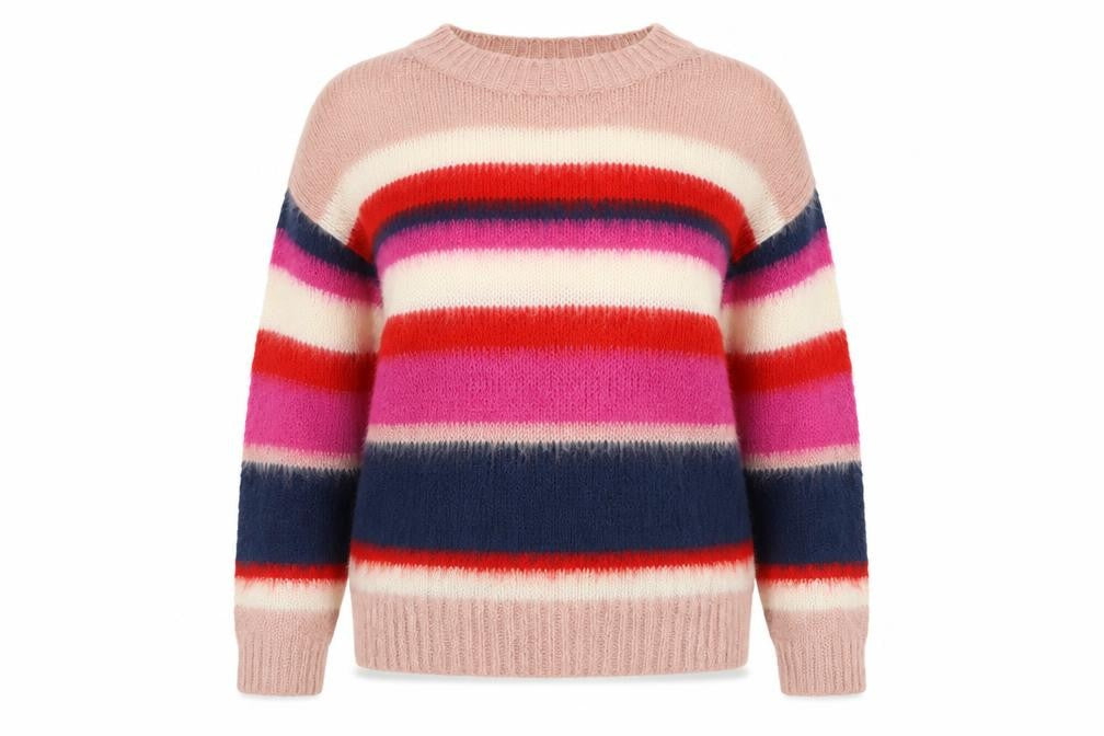 George Womens Multicoloured Round Neck Striped Acrylic Pullover Jumper Size 8