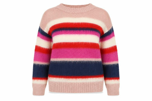 George Womens Multicoloured Round Neck Striped Acrylic Pullover Jumper Size 8