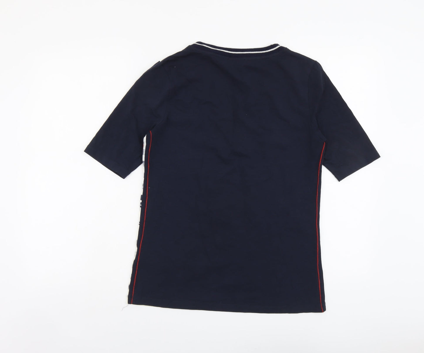Via Appia Womens Blue Cotton Basic T-Shirt Size 10 Round Neck - Aloha Hawaii Island