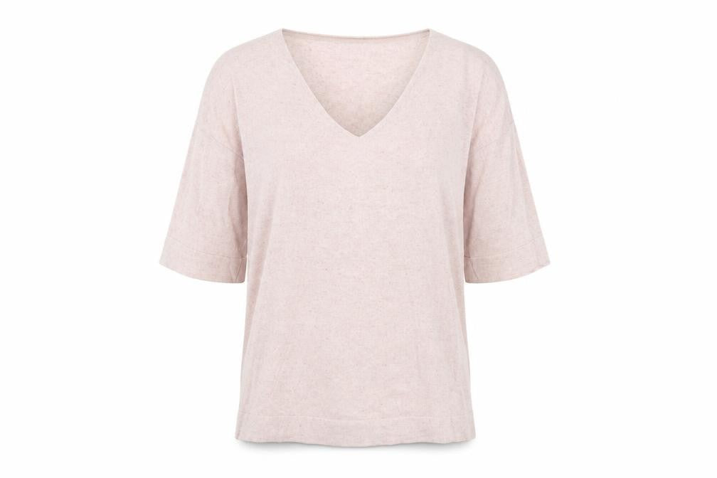 Monsoon Womens Pink V-Neck Cotton Pullover Jumper Size S