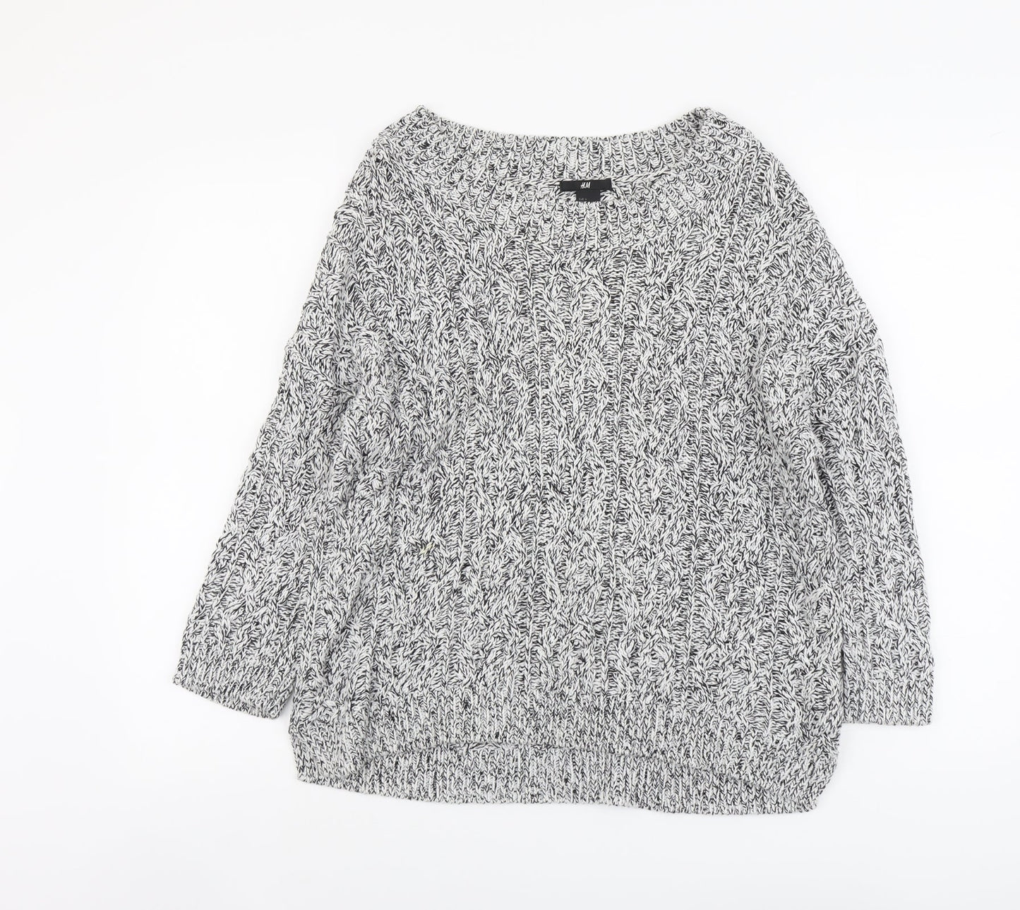 H&M Womens Grey Boat Neck Acrylic Pullover Jumper Size S