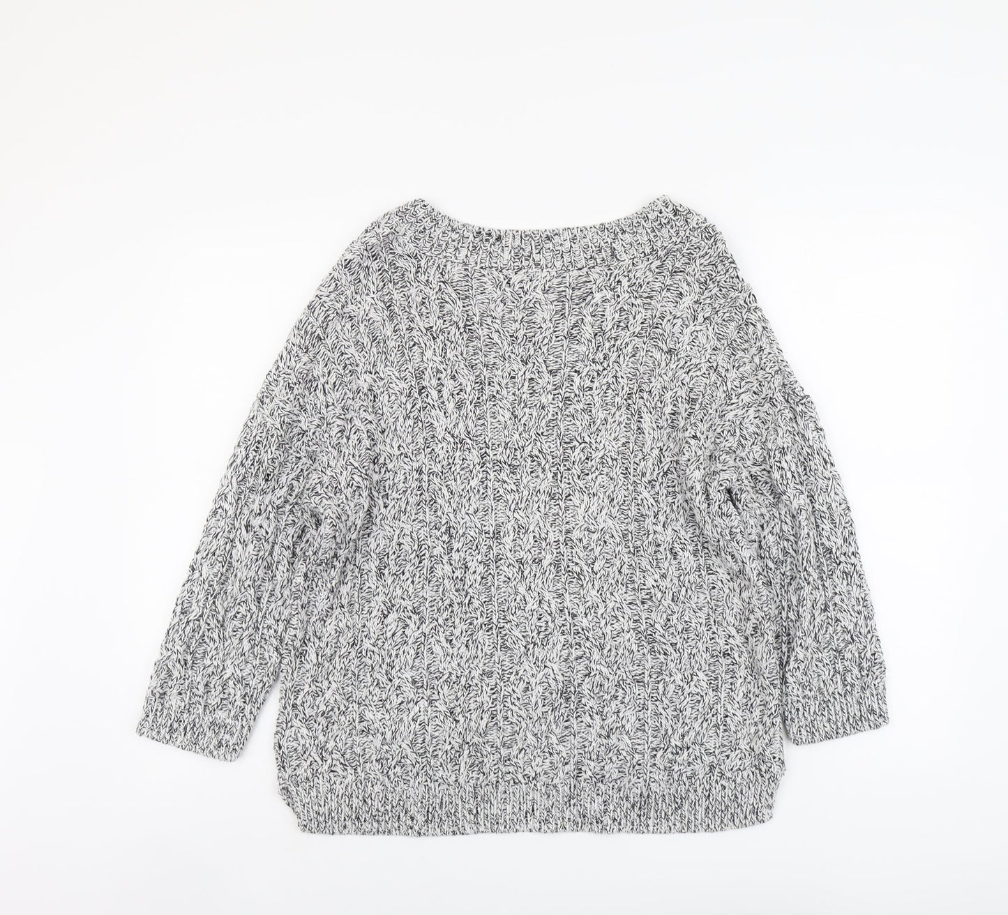 H&M Womens Grey Boat Neck Acrylic Pullover Jumper Size S