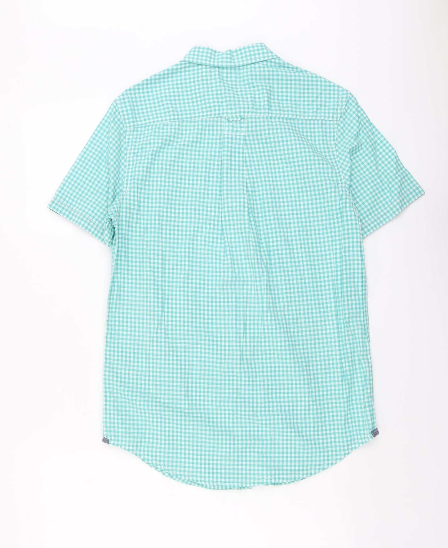 Cherokee Mens Blue Check Cotton Button-Up Size S Collared Button