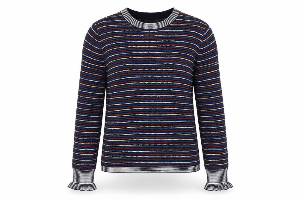 Papaya Womens Multicoloured Boat Neck Striped Acrylic Pullover Jumper Size 10