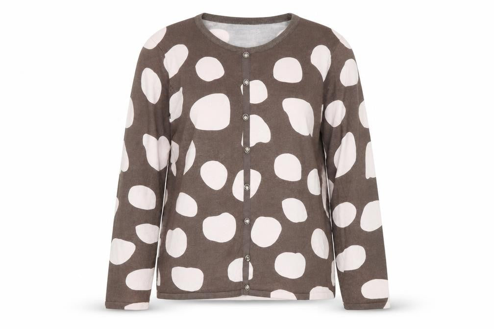 Marble Womens Brown Round Neck Geometric Viscose Cardigan Jumper Size 6