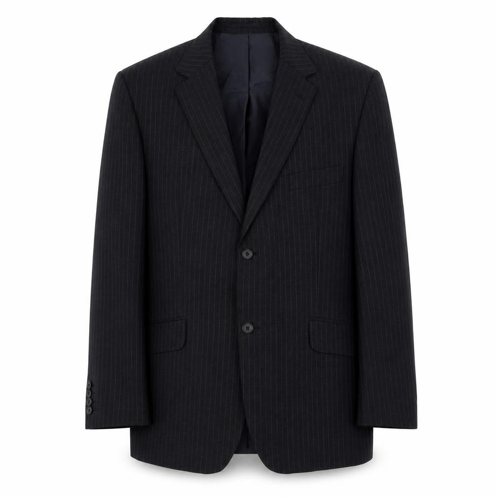 George Mens Grey Striped Polyester Jacket Suit Jacket Size XL Regular