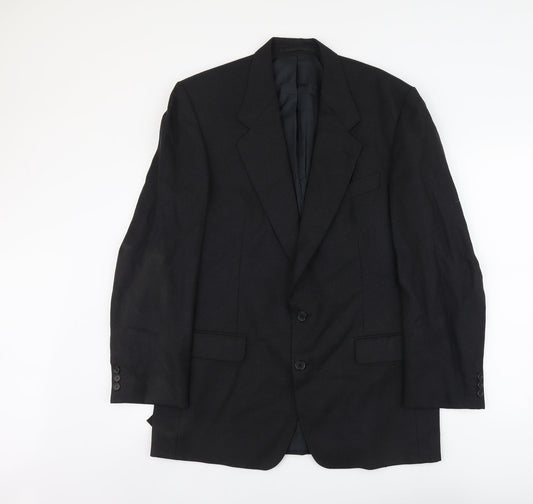 Label Mens Black Wool Jacket Suit Jacket Size L Regular