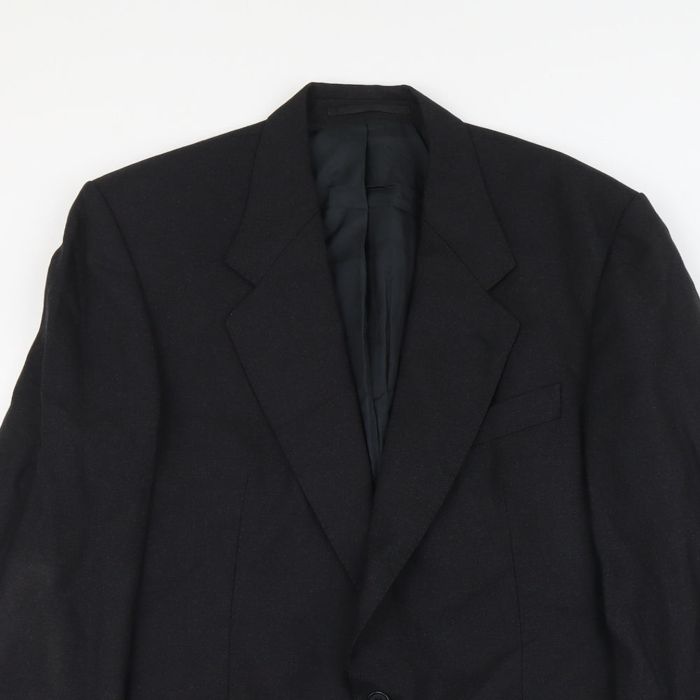 Label Mens Black Wool Jacket Suit Jacket Size L Regular
