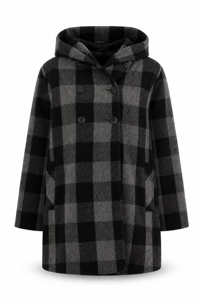 Milo Womens Grey Geometric Overcoat Coat Size 14 Button