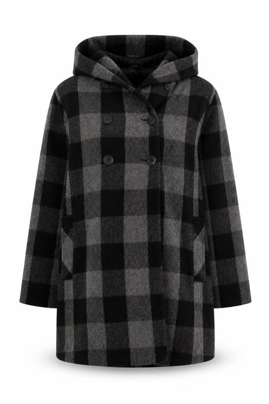 Milo Womens Grey Geometric Overcoat Coat Size 14 Button