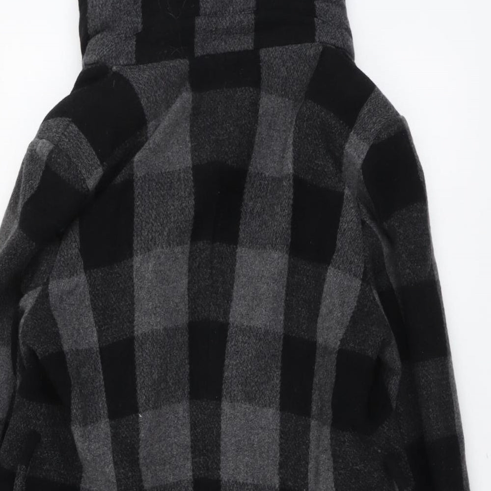 Milo Womens Grey Geometric Overcoat Coat Size 14 Button