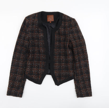 Next Womens Black Geometric Jacket Blazer Size 6 Hook & Eye
